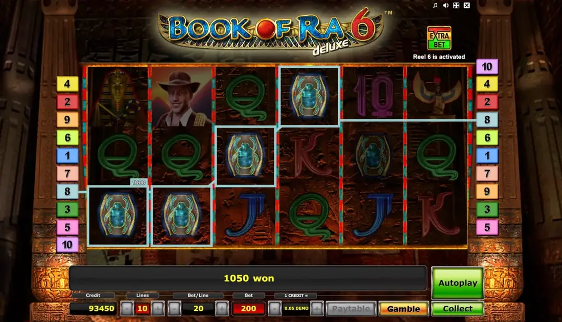 Un giro di Book of Ra Deluxe 6 nella demo